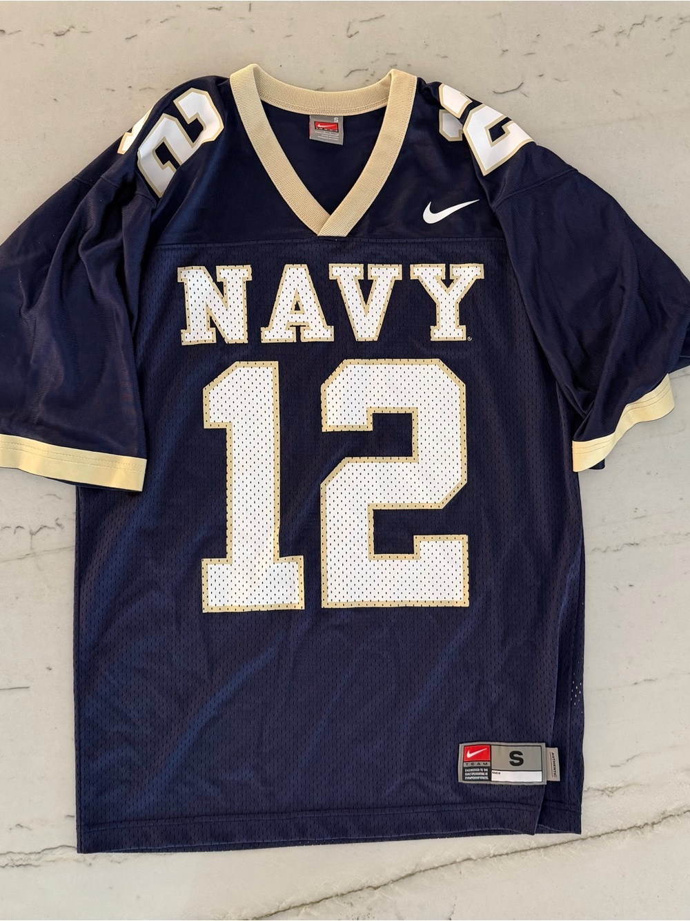 VTG Mens Nike Navy Midshipmen Roger Staubach #12 NCAA Football Jersey S